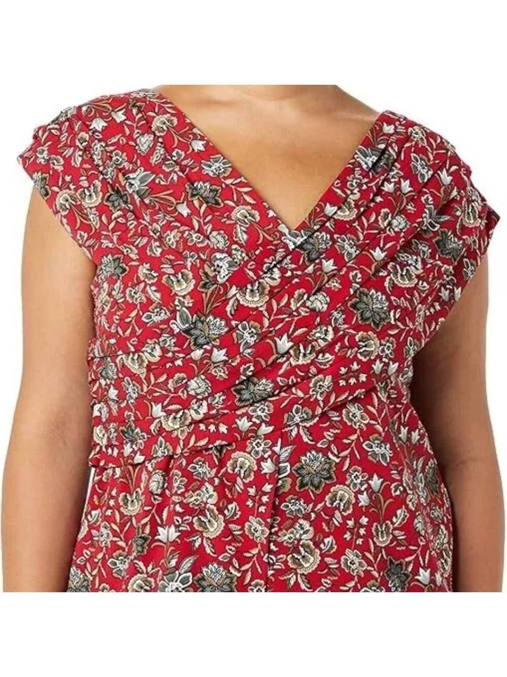 Making The Cut Draped Shoulder Side Zip Top Red Floral nwt sz xl